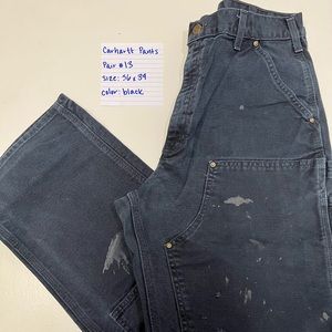 Carhartt Men's Black Duck Double Front Work Pants - Dungaree Fit - Sz 36x34